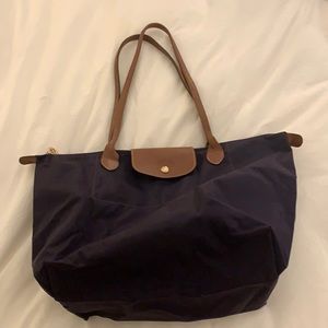 Longchamp Le pliage large shopping tote in dark purple
